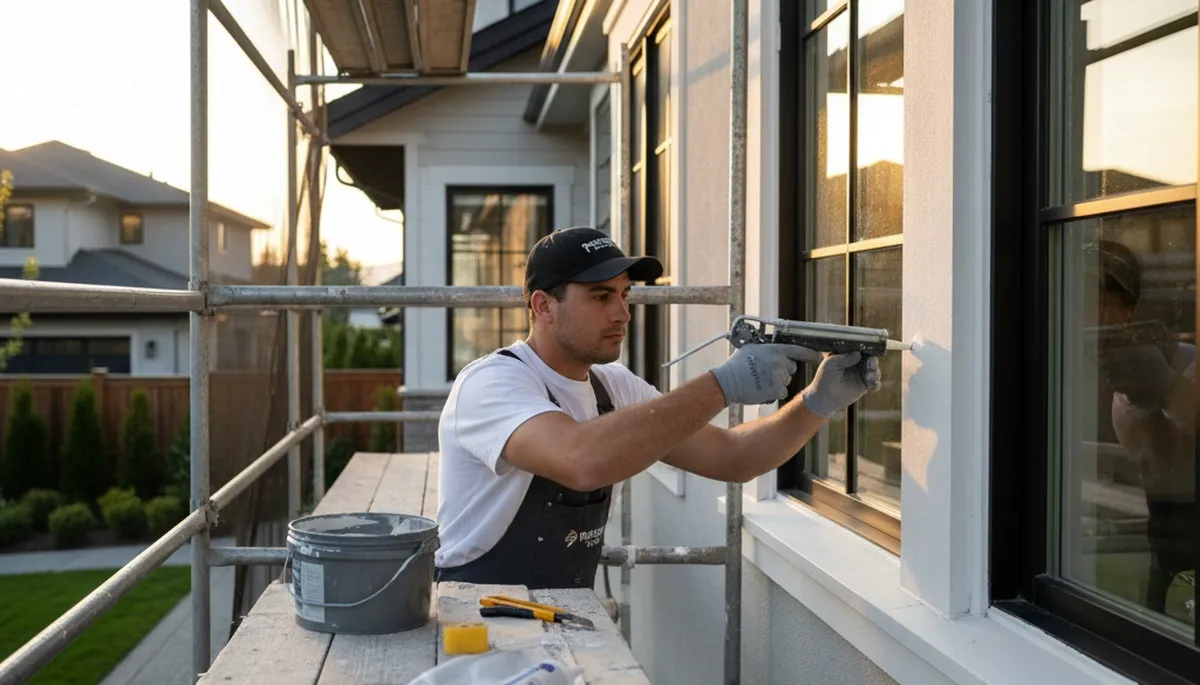 Professional caulking and sealing on Bradenton FL home exterior by expert house painters