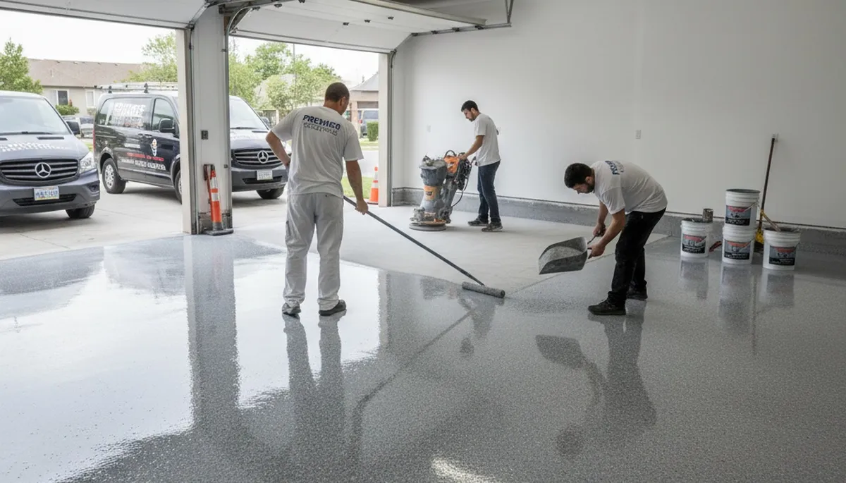 Professional garage floor coating in Bradenton FL with durable epoxy paint for concrete protection
