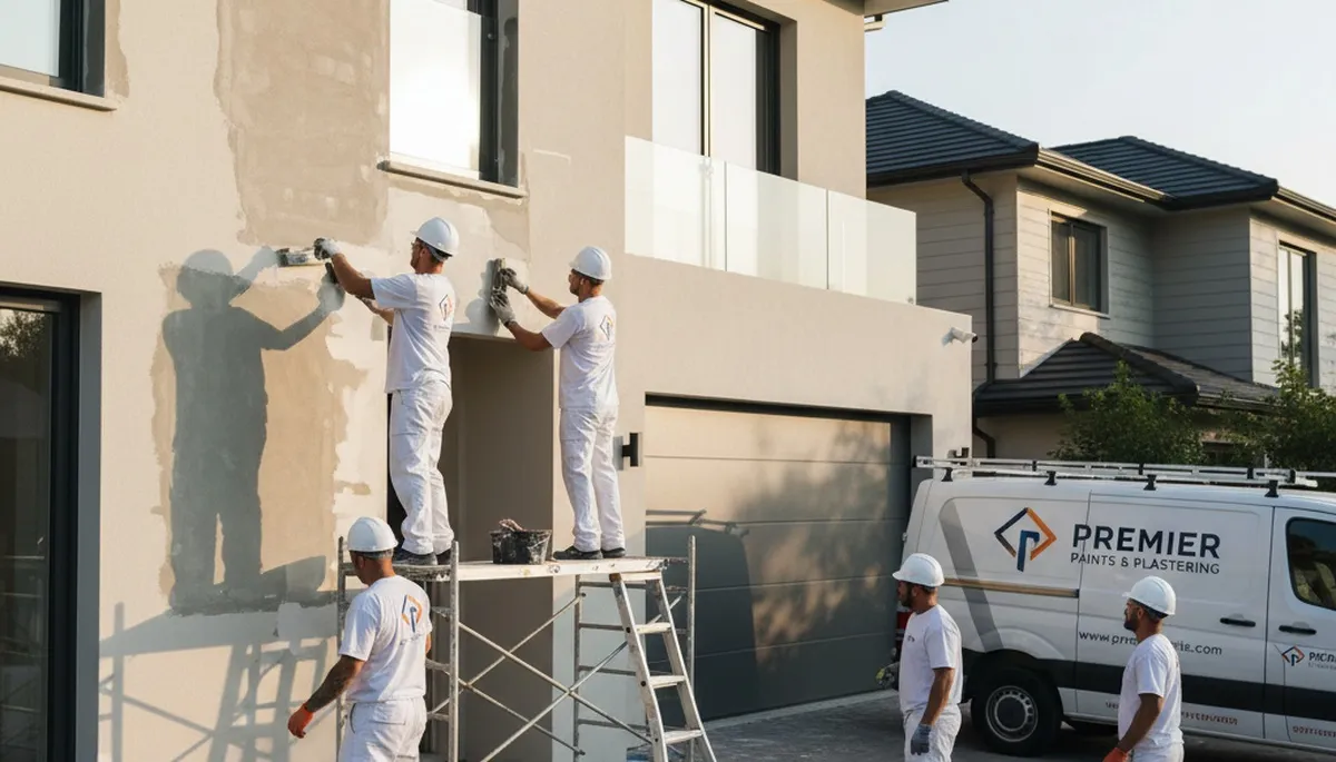 Stucco repair on coastal home in Bradenton, FL by professional house painters restoring exterior finish